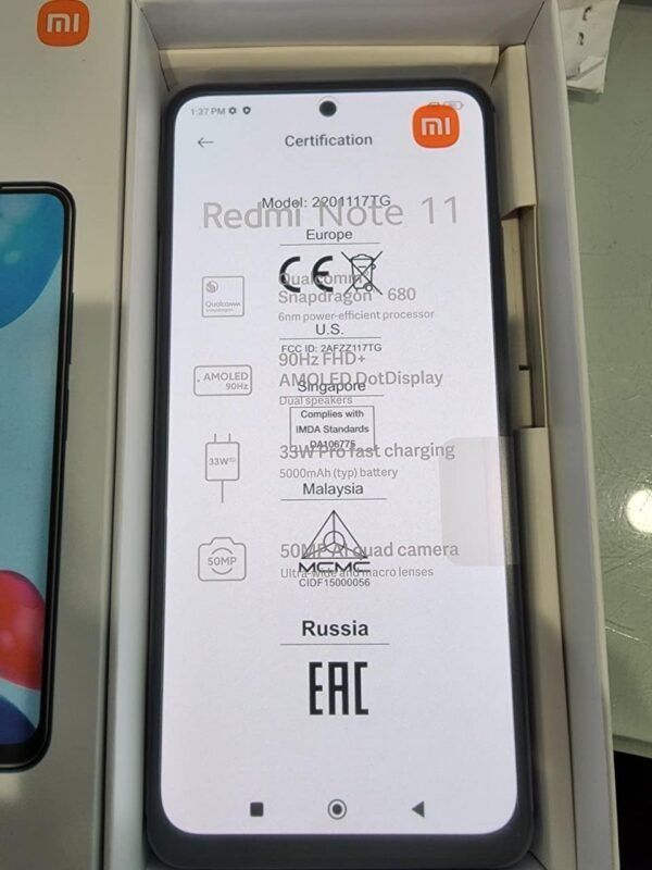 Xiaomi Note 11E 5G 128GB 4GB 6.58" Global Unlocked Smartphone Bundle Silver