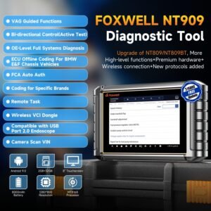 FOXWELL NT909 Scan Tool Wireless Bidirectional All System All Function Scanner with FOXWELL BT100 Pro Battery Tester 12V Automotive