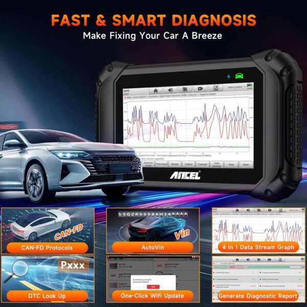 ANCEL V5BT Bidirectional Scan Tool with BM200 Pro 12V Car Battery Tester, Full Systems Diagnostic Scanner for All Cars with Active Test,15+ Services,CAN-FD,2 Years Free Update